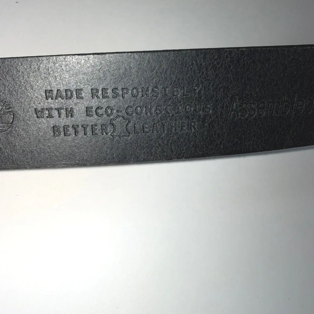 Timberland Mens Black Eco-Conscious Better Leather Belt Size 48 Assembled in USA
